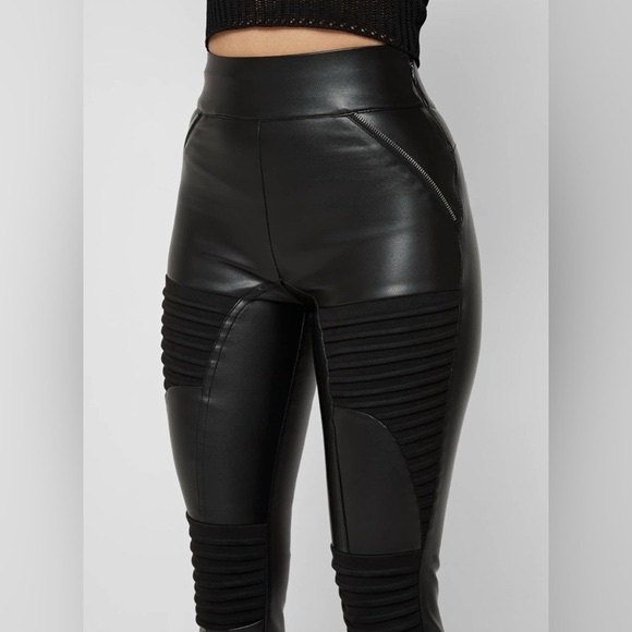 MANIERE DE VOIR | Faux Leather Moto Pants - Picture 3 of 4